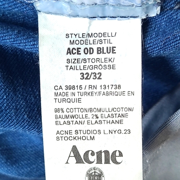 ACNE STUDIOS Indigo Denim Regular Fit Mid Rise JEANS - Picture 4 of 4